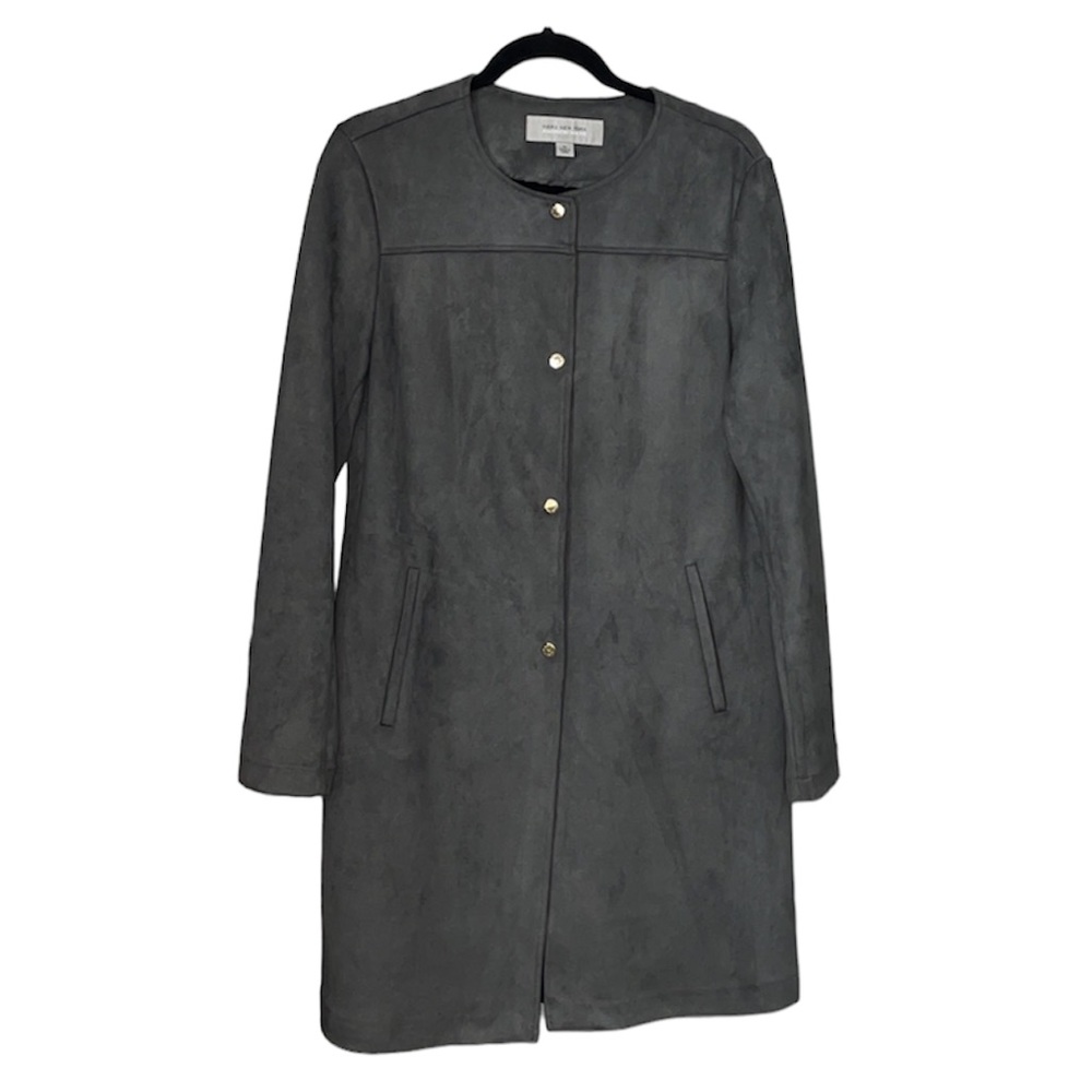 Marc New York Andrew Marc Faux Suede Jacket Gray Size Medium Trench Coat